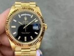 Day Date Rolex Weekly Journal 18K Yellow Gold Plated counter weight(Black dial gold daydate)